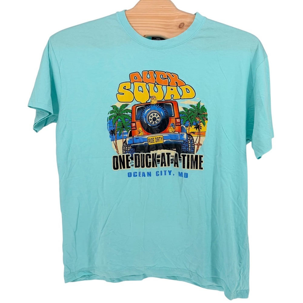 Sunsations Duck Squad T-Shirt 2XL Aqua Blue Ocean City MD Jeep Graphic Tee